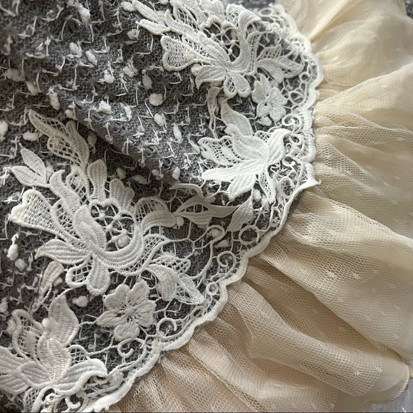 Lace and Ruffle Gray Feminine Sweater - Picture 7 of 8